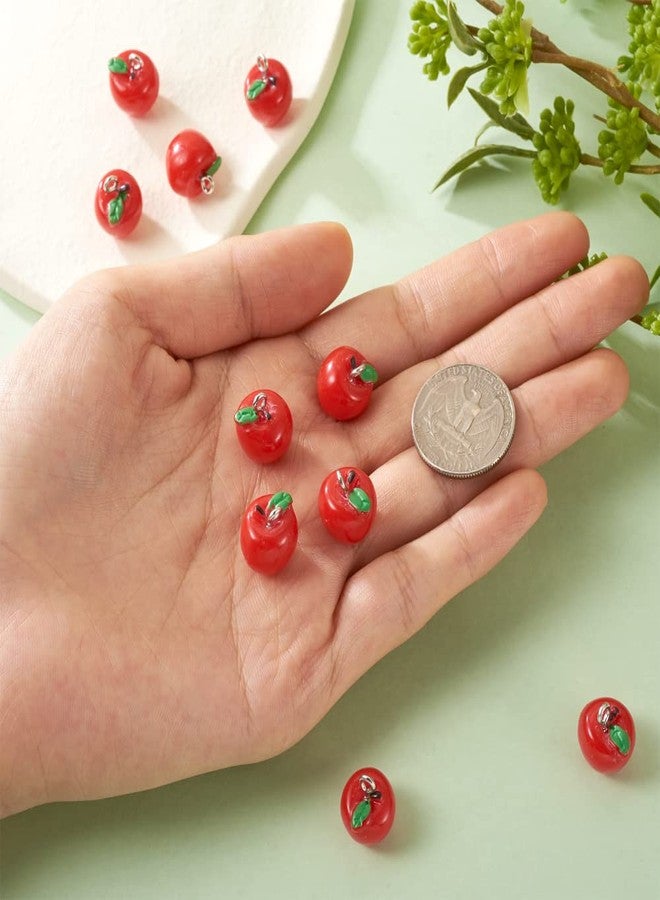 Craftdady 10Pcs Red Apple Fruit Charms Resin Lovely Food Fruit Pendants Links Hanging Ornaments for Earring Bracelet Necklace Key Chain Jewelry Crafts Making - Image 4